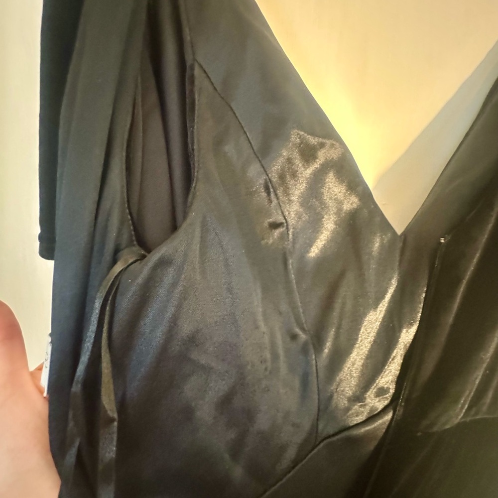 REVELRY Black “Gwen” Velvet Gown Flowy V Neck Party Holiday Formal Evening Dress - Picture 10 of 12